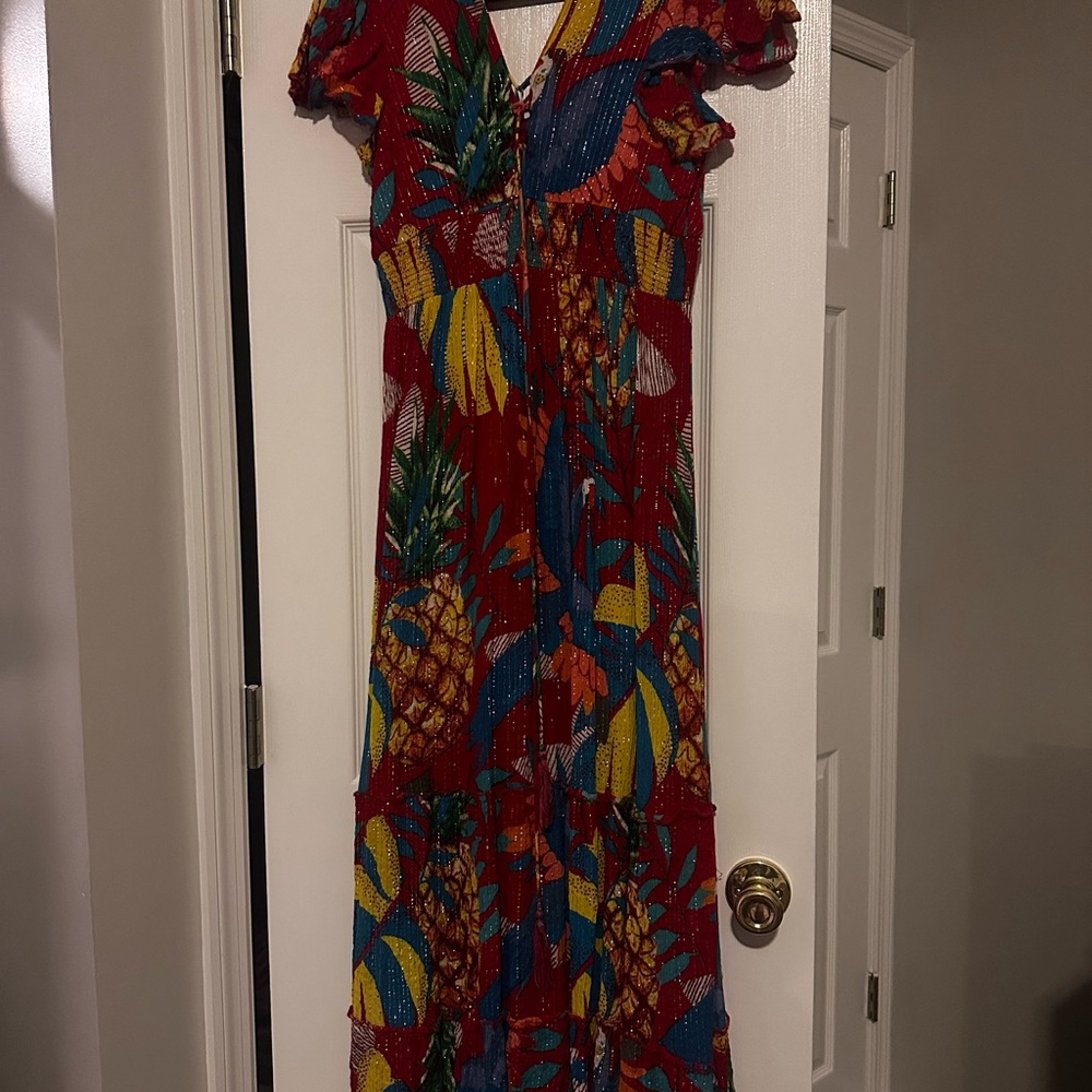 Tropical Red Maxi Dress - New without tags - Size M